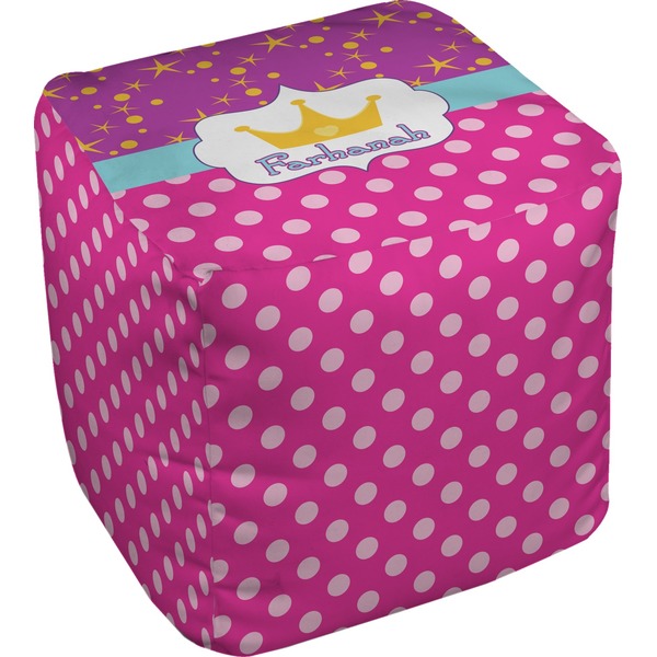 Custom Sparkle & Dots Cube Pouf Ottoman - 13" (Personalized)