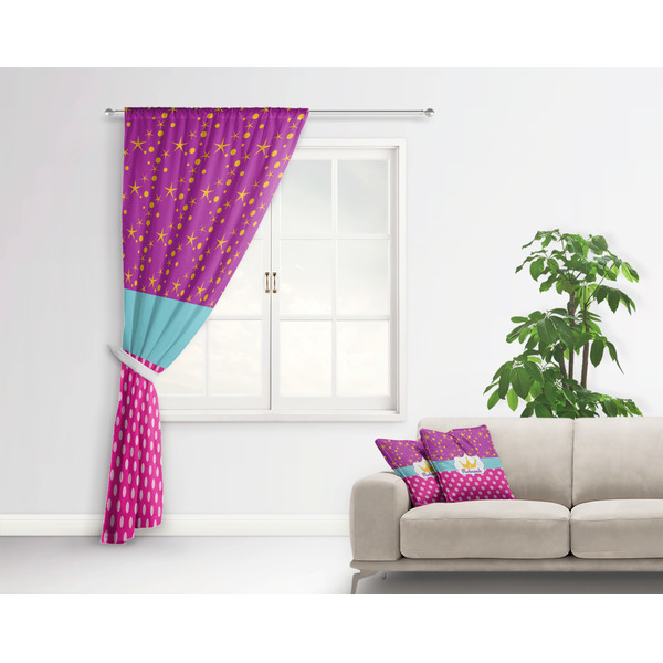 Sparkle & Dots Curtain With Window and Rod - in Room Matching Pillow