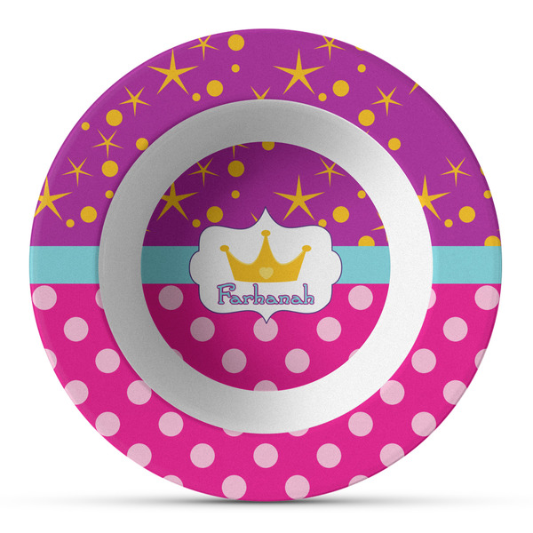 Custom Sparkle & Dots Plastic Bowl - Microwave Safe - Composite Polymer (Personalized)