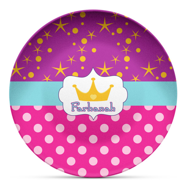 Custom Sparkle & Dots Microwave Safe Plastic Plate - Composite Polymer (Personalized)