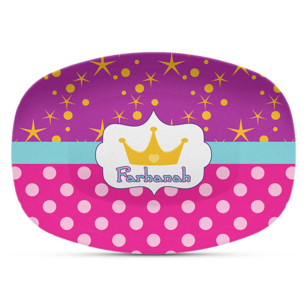 Custom Sparkle & Dots Plastic Platter - Microwave & Oven Safe Composite Polymer (Personalized)