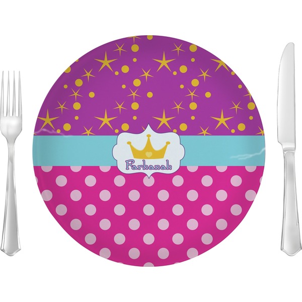 Custom Sparkle & Dots 10" Glass Lunch / Dinner Plates - Single or Set (Personalized)