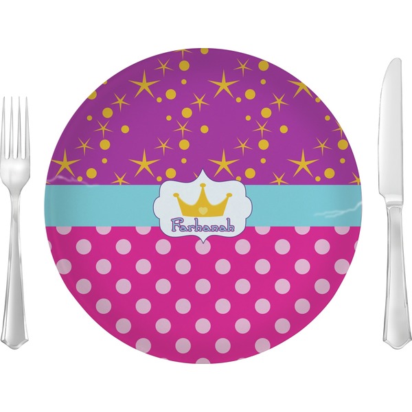 Custom Sparkle & Dots Glass Lunch / Dinner Plate 10" (Personalized)