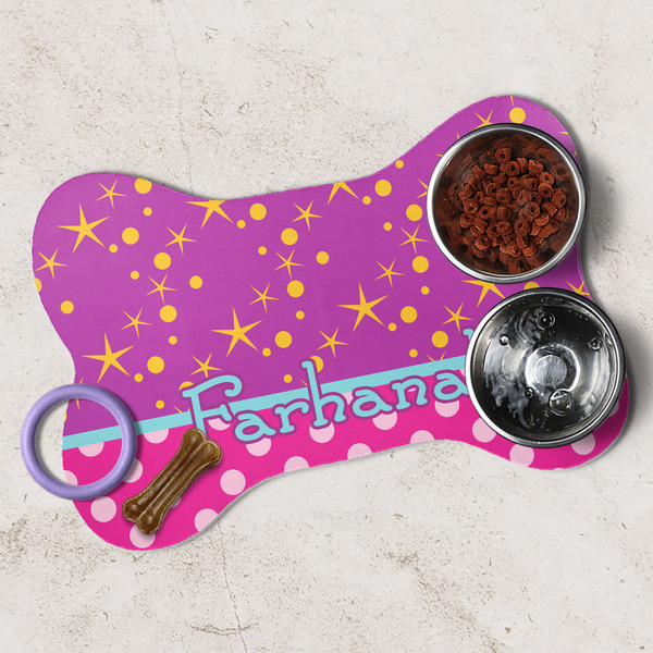 Sparkle & Dots Dog Bone Shaped Mat Lifestyle