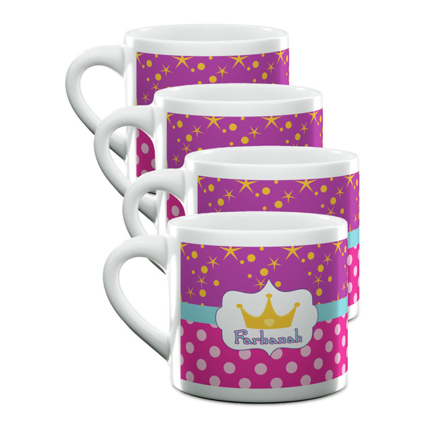 Custom Sparkle & Dots Double Shot Espresso Cups - Set of 4 (Personalized)