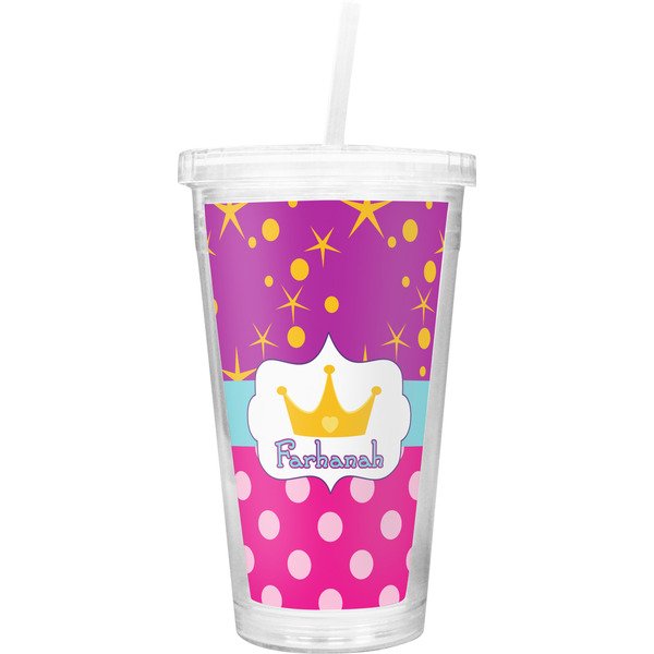 Custom Sparkle & Dots Double Wall Tumbler with Straw (Personalized)