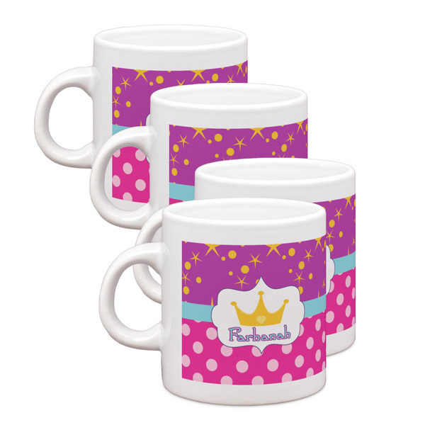 Custom Sparkle & Dots Single Shot Espresso Cups - Set of 4 (Personalized)