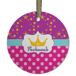 Sparkle & Dots Flat Glass Ornament - Round w/ Name or Text