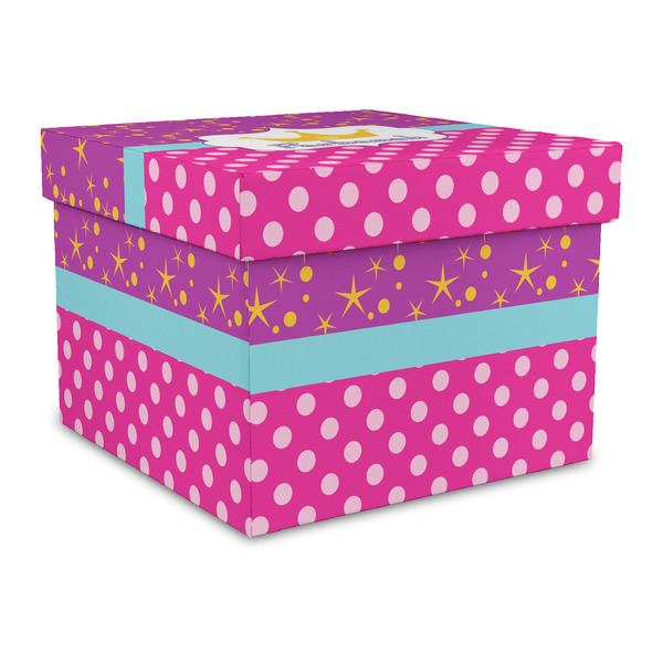 Custom Sparkle & Dots Gift Box with Lid - Canvas Wrapped - Large (Personalized)