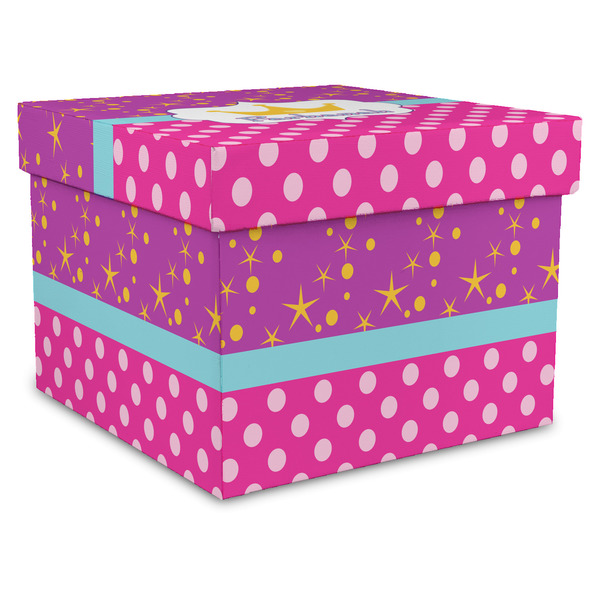 Custom Sparkle & Dots Gift Box with Lid - Canvas Wrapped - XX-Large (Personalized)