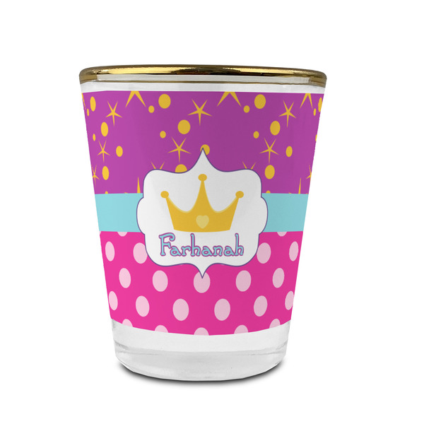 Sparkle & Dots Glass Shot Glass - With gold rim - FRONT