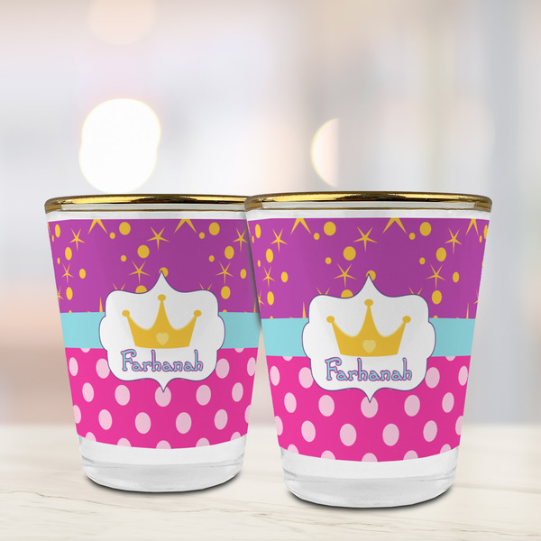 Sparkle & Dots Glass Shot Glass - with gold rim - LIFESTYLE