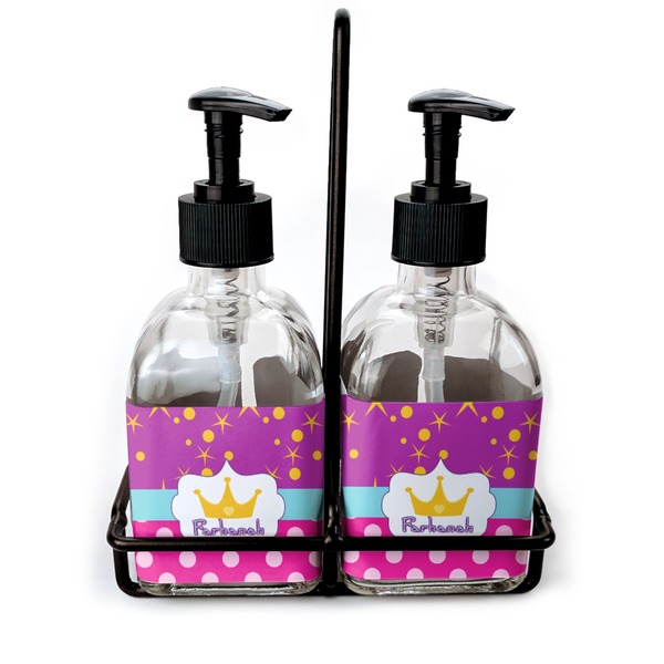 Custom Sparkle & Dots Glass Soap & Lotion Bottle Set (Personalized)