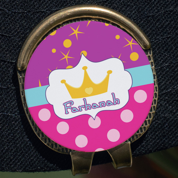 Sparkle & Dots Golf Ball Marker Hat Clip - Gold - Close Up