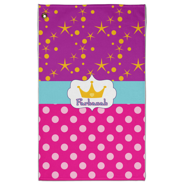 Custom Sparkle & Dots Golf Towel - Poly-Cotton Blend - Large w/ Name or Text