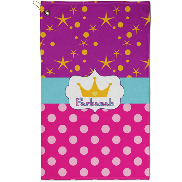 Custom Sparkle & Dots Golf Towel - Poly-Cotton Blend - Small w/ Name or Text