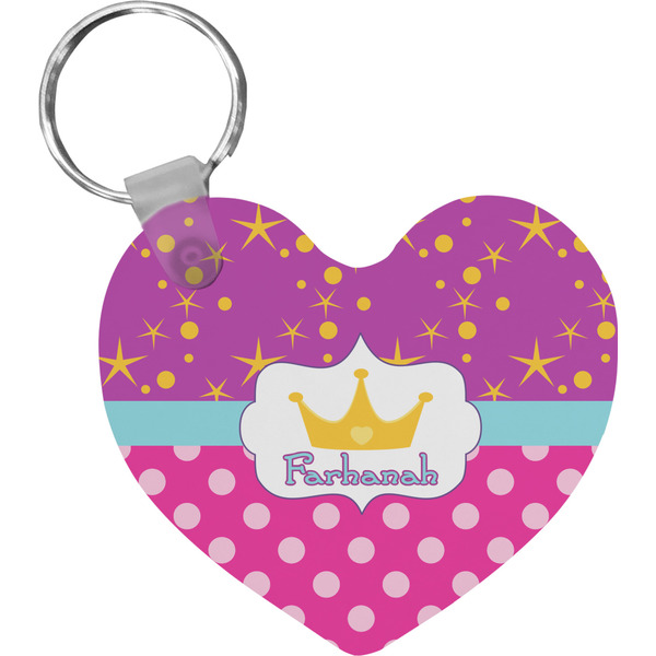 Custom Sparkle & Dots Heart Plastic Keychain w/ Name or Text