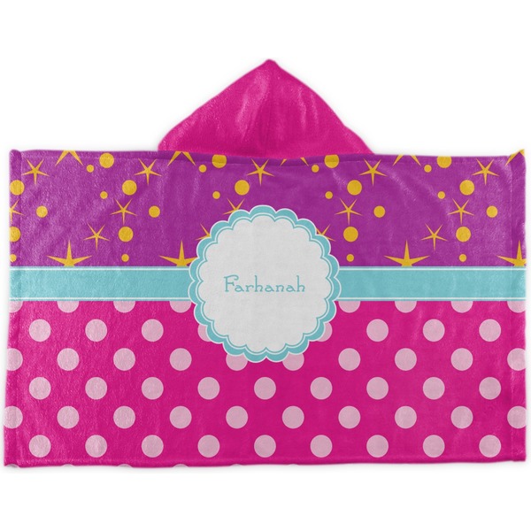 Custom Sparkle & Dots Kids Hooded Towel (Personalized)