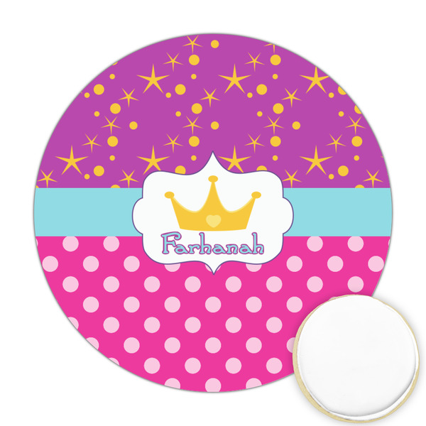 Custom Sparkle & Dots Printed Cookie Topper - Round (Personalized)
