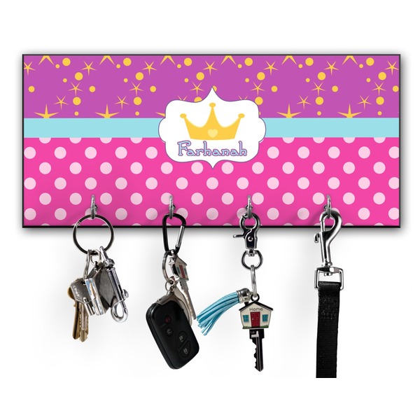 Custom Sparkle & Dots Key Hanger w/ 4 Hooks w/ Graphics and Text