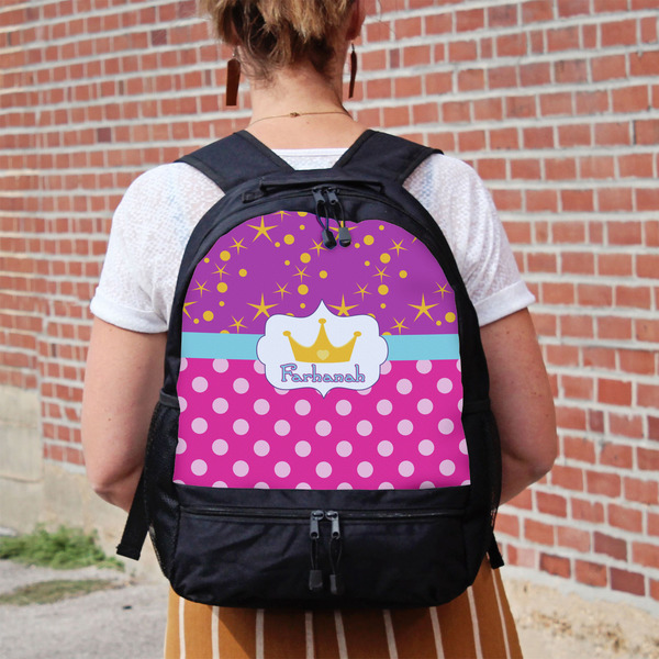 Sparkle & Dots Large Backpack - Black - On Back