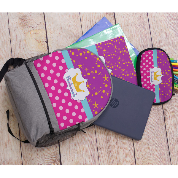 Sparkle & Dots Large Backpack - Gray - With Stuff