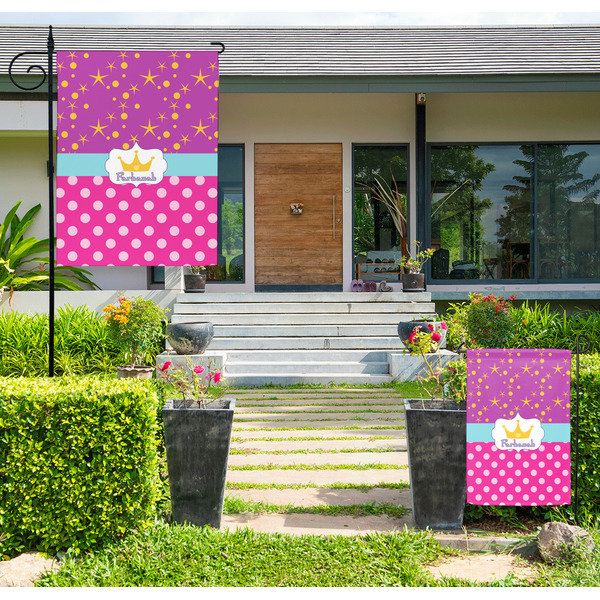 Custom Sparkle & Dots Large Garden Flag - Double Sided (Personalized)