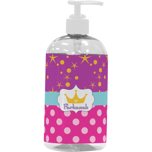 Custom Sparkle & Dots Plastic Soap / Lotion Dispenser (16 oz - Large - White) (Personalized)