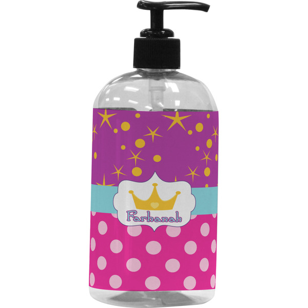 Custom Sparkle & Dots Plastic Soap / Lotion Dispenser (16 oz - Large - Black) (Personalized)