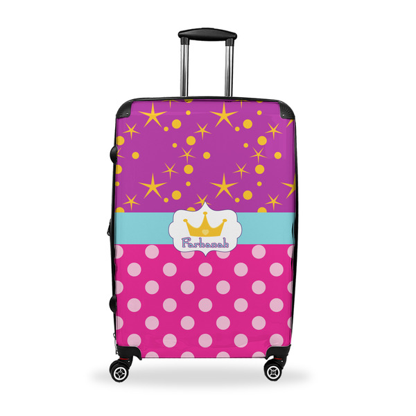 Custom Sparkle & Dots Suitcase - 28" Large - Checked w/ Name or Text