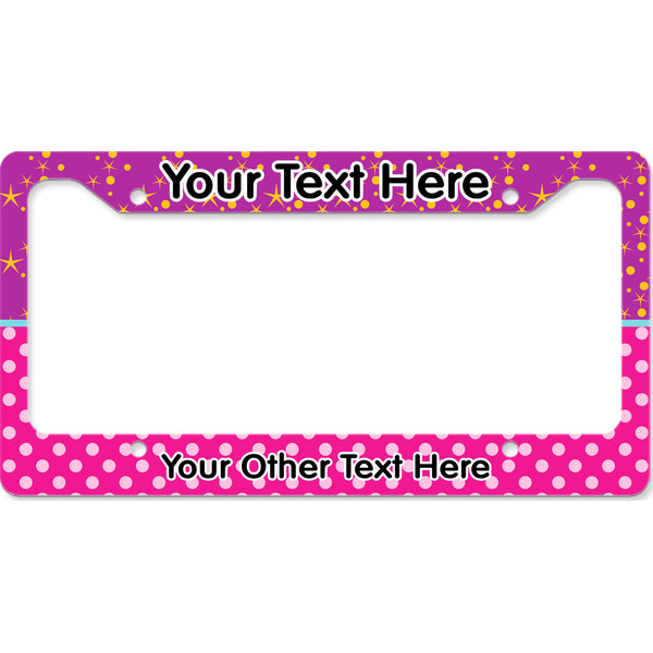 Custom Sparkle & Dots License Plate Frame - Style B (Personalized)