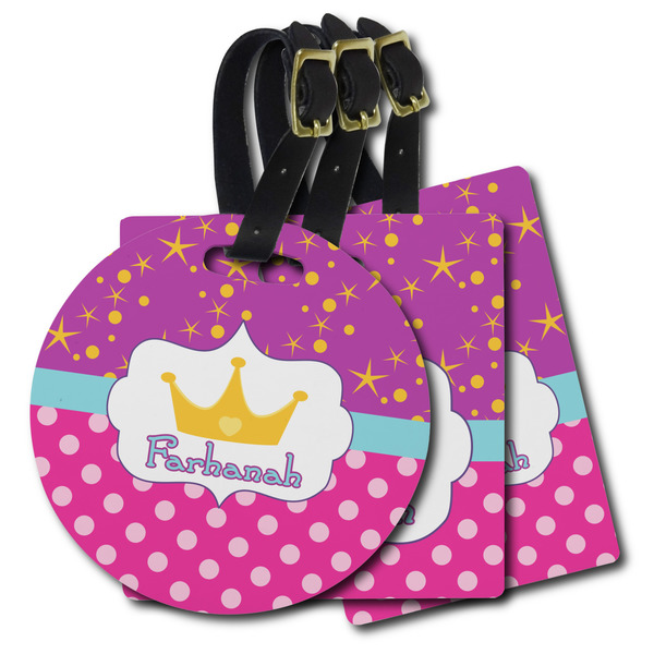 Custom Sparkle & Dots Plastic Luggage Tag (Personalized)