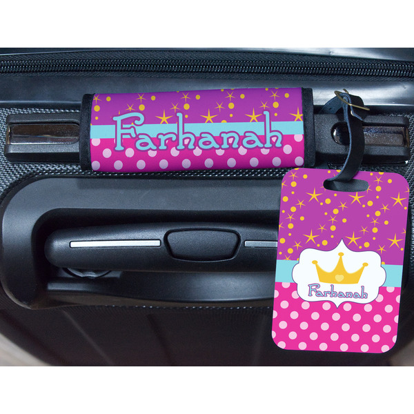 Sparkle & Dots Metal Luggage Tag & Handle Wrap - In Context