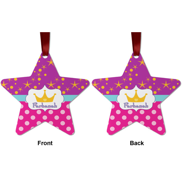 Sparkle & Dots Metal Star Ornament - Front and Back