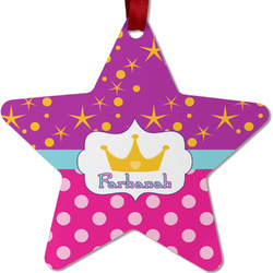 Sparkle & Dots Metal Star Ornament - Double Sided w/ Name or Text