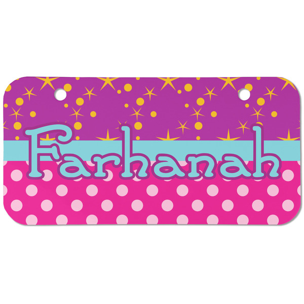 Custom Sparkle & Dots Mini/Bicycle License Plate (2 Holes) (Personalized)