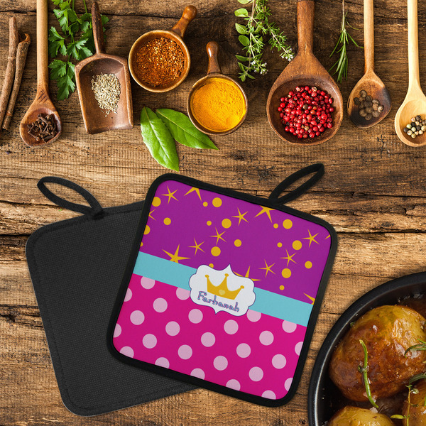 Sparkle & Dots Neoprene Pot Holder - Set of 2  LIFESTYLE (Flatlay)