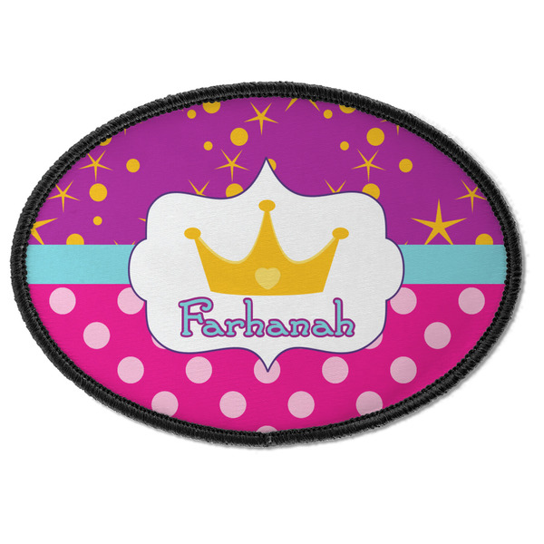 Custom Sparkle & Dots Iron On Oval Patch w/ Name or Text