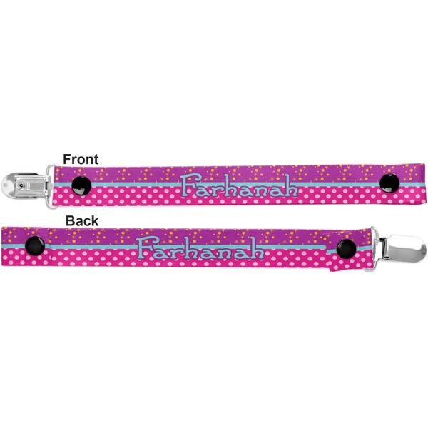 Sparkle & Dots Pacifier Clip - Front and Back