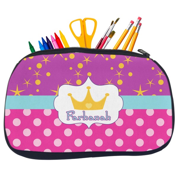 Custom Sparkle & Dots Neoprene Pencil Case - Medium w/ Name or Text