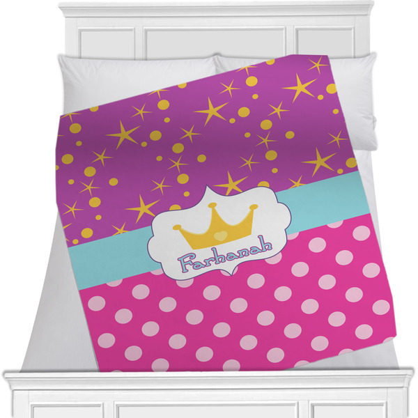 Custom Sparkle & Dots Minky Blanket - Twin / Full - 80"x60" - Single Sided w/ Name or Text