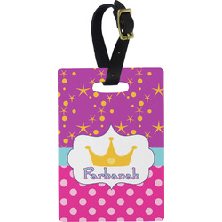 Sparkle & Dots Plastic Luggage Tag - Rectangular w/ Name or Text