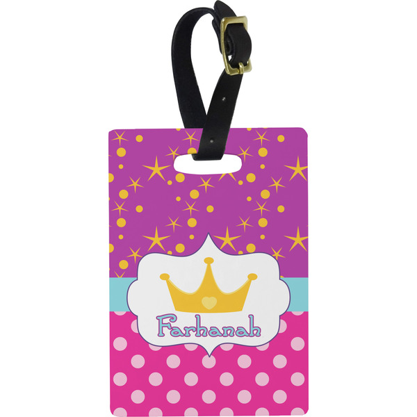 Custom Sparkle & Dots Plastic Luggage Tag - Rectangular w/ Name or Text