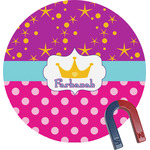 Sparkle & Dots Round Fridge Magnet (Personalized)