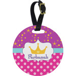 Sparkle & Dots Plastic Luggage Tag - Round (Personalized)