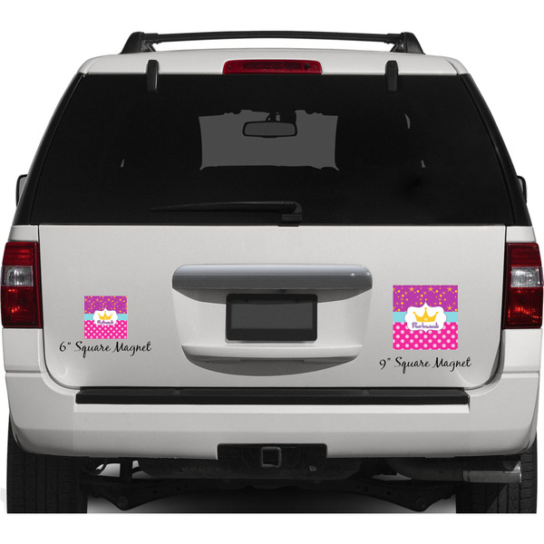 Sparkle & Dots Personalized Square Car Magnets on Ford Explorer