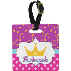 Sparkle & Dots Plastic Luggage Tag - Square w/ Name or Text