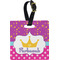 Sparkle & Dots Plastic Luggage Tag - Square w/ Name or Text