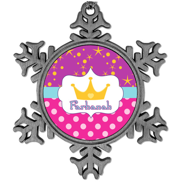 Custom Sparkle & Dots Vintage Snowflake Ornament (Personalized)