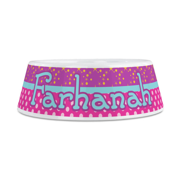 Sparkle & Dots Plastic Dog Bowls - Medium - FRONT